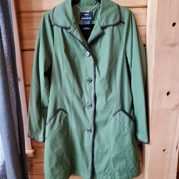 dennis basso Jackets & Blazers - Dennis Basso Green Belted Trench Coat with Faux Fur Size Small